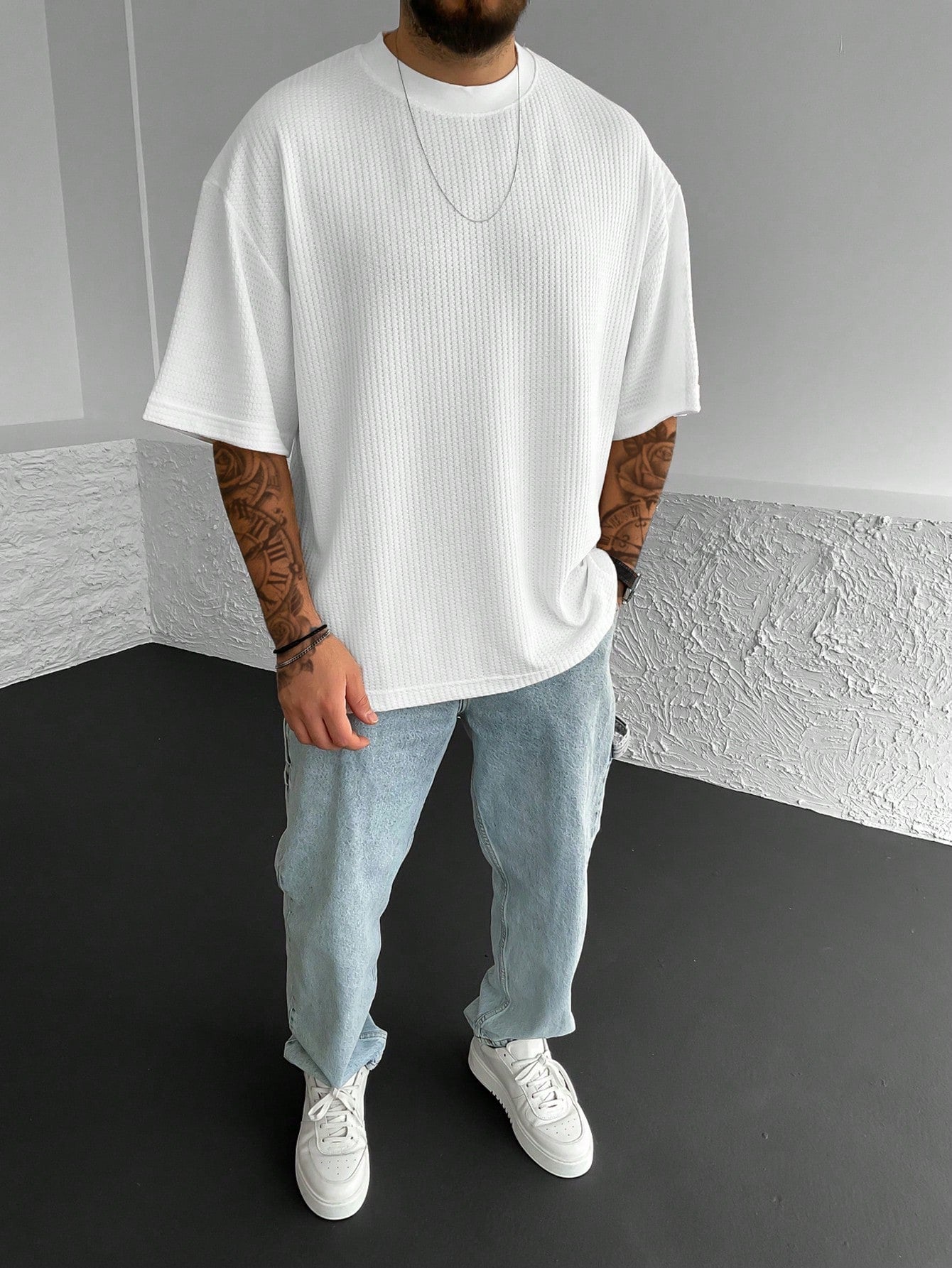 RIBBED OVERSIZE T-SHIRT - WEIẞ