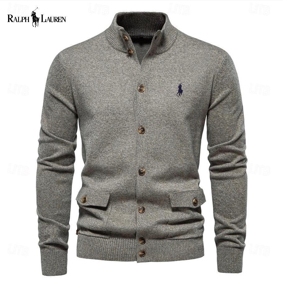 Lässige Herren Strickjacke mit Stehkragen