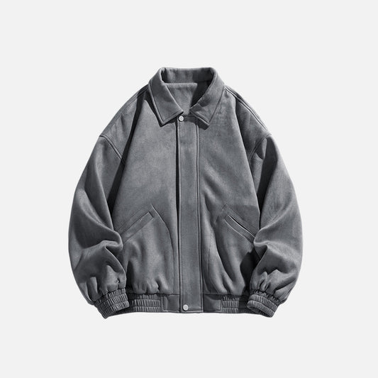 SUEDE BOMBER JACKET - GREY